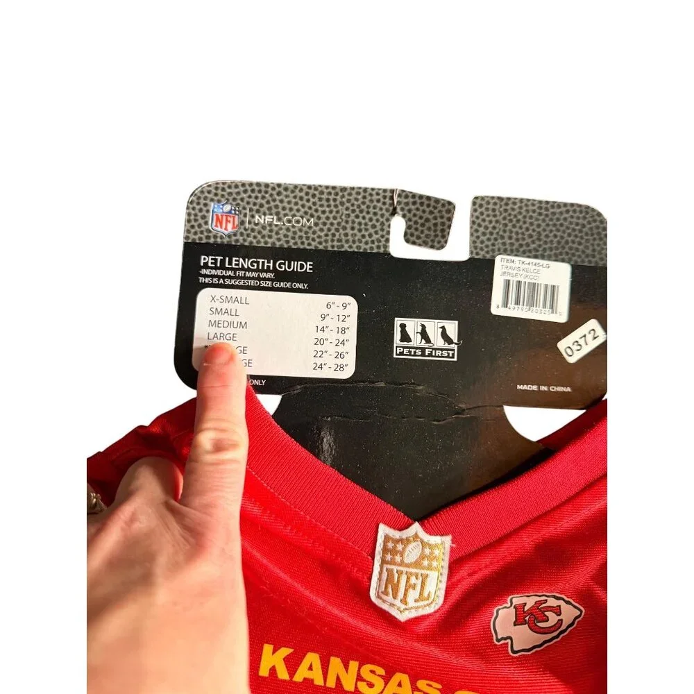 Kansas City Chiefs Travis Kelce #87 Large Dog Jersey NFL Official Pet Wear
